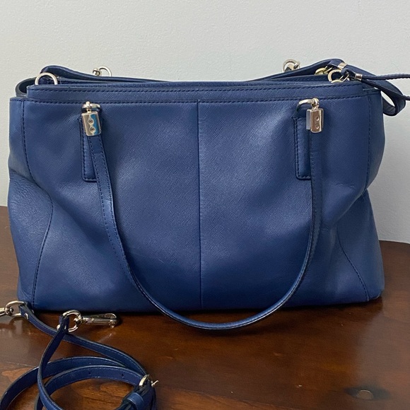 Coach Madison Christie Carryall Navy Blue Saffiano Leather Bag - Picture 3 of 16